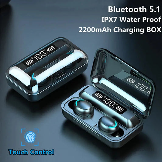 Bluetooth Earphone with LED Display Touch Noise Canceling Earbuds Waterproof